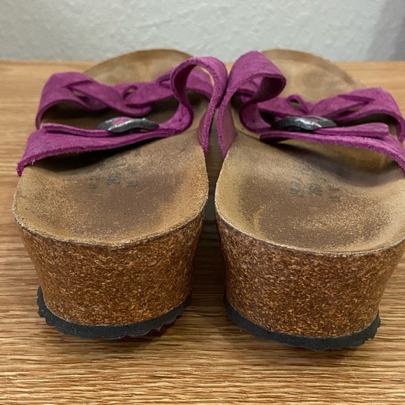 Birkenstock Papillio Alicia Berry Pink Snakeskin Print Leather Wedge Sandals 9 - Picture 5 of 7